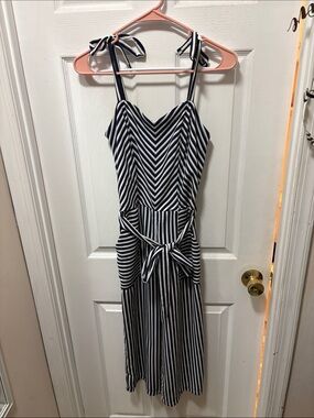Striped Navy and White Tie-Waist Sundress